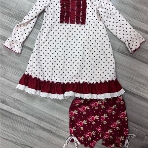 SweetHoney Polka Dot and Floral Kids Matching Set - White and Red